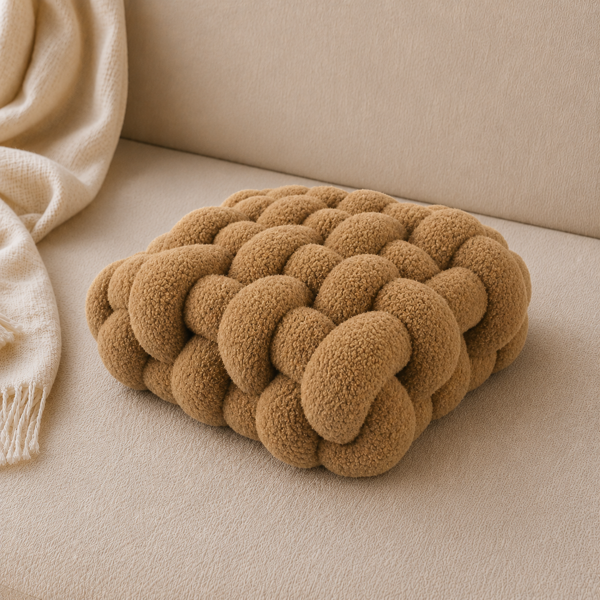 Woven Lamb Fleece Square Pillow - Raydin